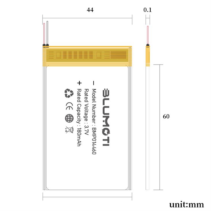 3.7 v 160mah battery